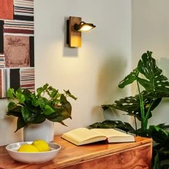 Hofstein Giresta Wandleuchte LED Schwarz, Braun, 1-flammig