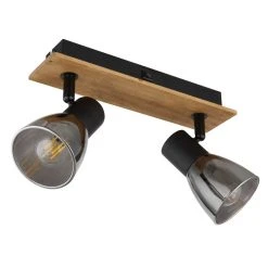 Globo CLAUDE Wandleuchte Schwarz, Holz dunkel, 2-flammig -Wandleuchten Verkauf globo claude wandleuchte 54307 2w 2