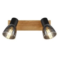 Globo CLAUDE Wandleuchte Schwarz, Holz dunkel, 2-flammig -Wandleuchten Verkauf globo claude wandleuchte 54307 2w 4