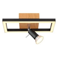 Globo IDA Wandleuchte LED Schwarz, Holzoptik, 2-flammig 7 Globo IDA Wandleuchte LED Schwarz, Holzoptik, 2-flammig -Wandleuchten Verkauf globo ida wandleuchte 57034 1 2