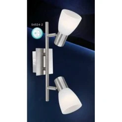 Globo PARRY I Strahler Nickel-Matt, Chrom, 2-flammig