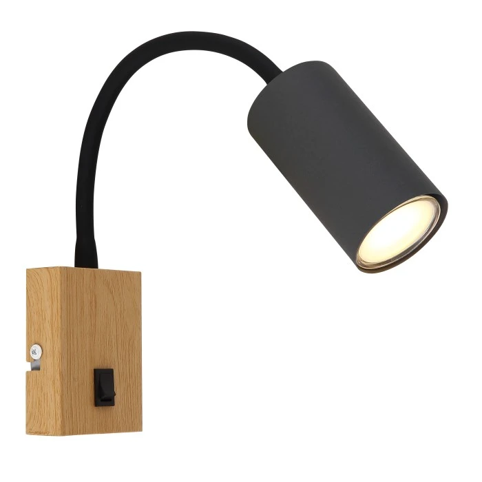 Globo ROBBY Wandleuchte Schwarz, Holzoptik, 1-flammig 1 Globo ROBBY Wandleuchte Schwarz, Holzoptik, 1-flammig