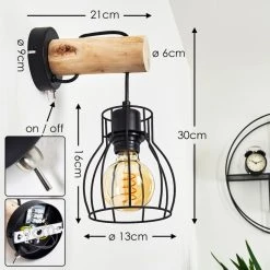 Hofstein Gondo Wandleuchte Schwarz, Holz hell, 1-flammig 19 Hofstein Gondo Wandleuchte Schwarz, Holz hell, 1-flammig -Wandleuchten Verkauf gondo wandleuchte h3331118 1