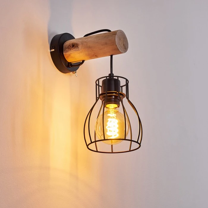 Hofstein Gondo Wandleuchte Schwarz, Holz hell, 1-flammig 11 Hofstein Gondo Wandleuchte Schwarz, Holz hell, 1-flammig - Image 11