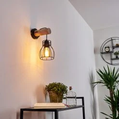 Hofstein Gondo Wandleuchte Schwarz, Holz hell, 1-flammig 29 Hofstein Gondo Wandleuchte Schwarz, Holz hell, 1-flammig -Wandleuchten Verkauf gondo wandleuchte h3331118 11