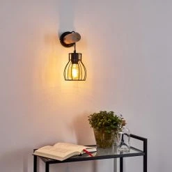 Hofstein Gondo Wandleuchte Schwarz, Holz hell, 1-flammig 30 Hofstein Gondo Wandleuchte Schwarz, Holz hell, 1-flammig -Wandleuchten Verkauf gondo wandleuchte h3331118 12