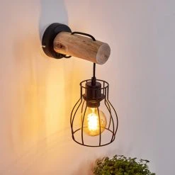 Hofstein Gondo Wandleuchte Schwarz, Holz hell, 1-flammig 31 Hofstein Gondo Wandleuchte Schwarz, Holz hell, 1-flammig -Wandleuchten Verkauf gondo wandleuchte h3331118 13