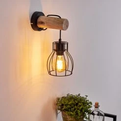 Hofstein Gondo Wandleuchte Schwarz, Holz hell, 1-flammig 32 Hofstein Gondo Wandleuchte Schwarz, Holz hell, 1-flammig -Wandleuchten Verkauf gondo wandleuchte h3331118 14