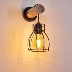 Hofstein Gondo Wandleuchte Schwarz, Holz hell, 1-flammig 33 Hofstein Gondo Wandleuchte Schwarz, Holz hell, 1-flammig -Wandleuchten Verkauf gondo wandleuchte h3331118 15