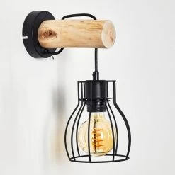 Hofstein Gondo Wandleuchte Schwarz, Holz hell, 1-flammig 23 Hofstein Gondo Wandleuchte Schwarz, Holz hell, 1-flammig -Wandleuchten Verkauf gondo wandleuchte h3331118 5