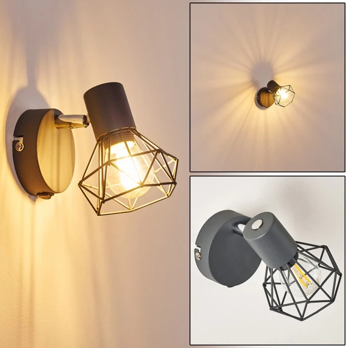 Hofstein Gullspang Wandleuchte Chrom, Anthrazit, 1-flammig 1 Hofstein Gullspang Wandleuchte Chrom, Anthrazit, 1-flammig