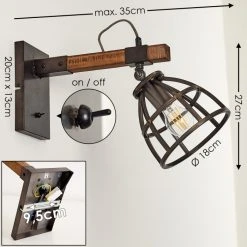 Hofstein Haervej Wandleuchte Schwarz, Holz dunkel, 1-flammig -Wandleuchten Verkauf haervej wandleuchte h3350584 1