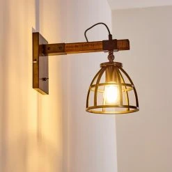 Hofstein Haervej Wandleuchte Schwarz, Holz dunkel, 1-flammig -Wandleuchten Verkauf haervej wandleuchte h3350584 2