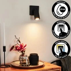 Hofstein Hakamken Wandleuchte LED Schwarz, 1-flammig