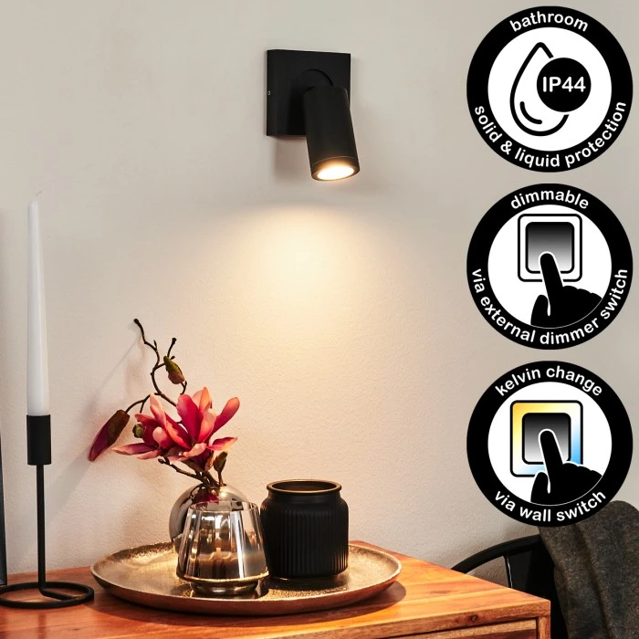 Hofstein Hakamken Wandleuchte LED Schwarz, 1-flammig 1 Hofstein Hakamken Wandleuchte LED Schwarz, 1-flammig