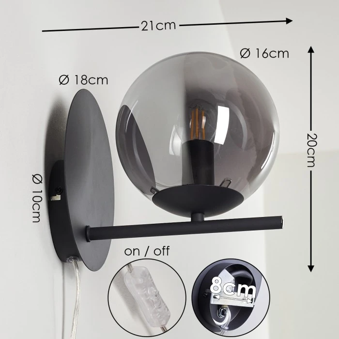 Hofstein Hogatza Wandleuchte Schwarz, 1-flammig 2 Hofstein Hogatza Wandleuchte Schwarz, 1-flammig - Image 2