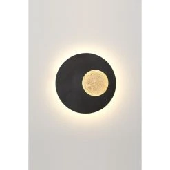 Holländer LUNA Wandleuchte LED Schwarz, Braun, Gold, 1-flammig