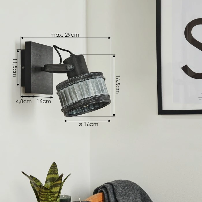 Hofstein Holsa Wandleuchte Schwarz, 1-flammig 4 Hofstein Holsa Wandleuchte Schwarz, 1-flammig - Image 4