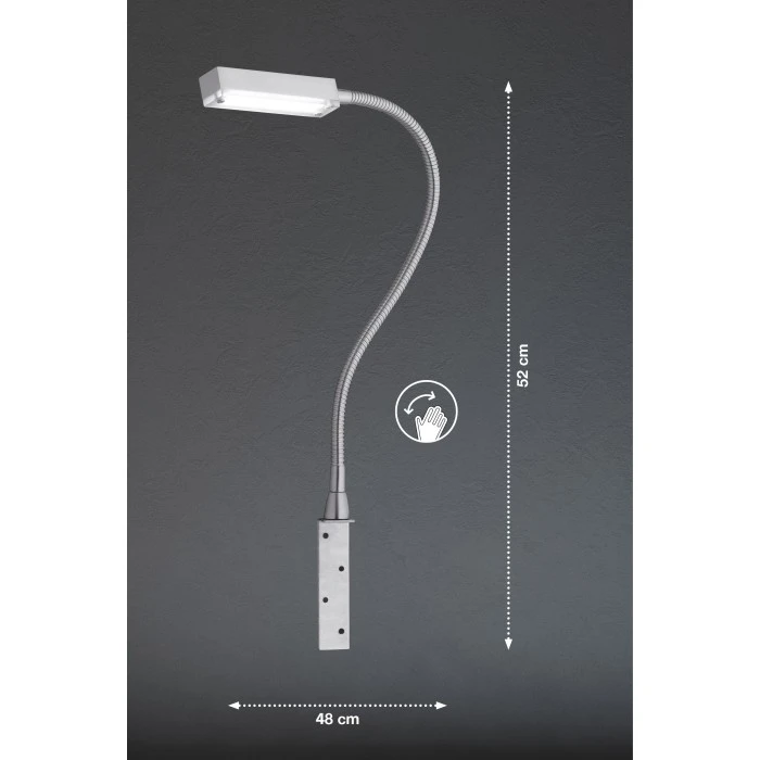 Honsel Leuchten Honsel Raik Bettleuchte LED Nickel-Matt, 1-flammig 2 Honsel Leuchten Honsel Raik Bettleuchte LED Nickel-Matt, 1-flammig - Image 2