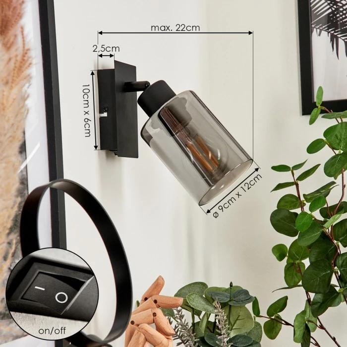 Hofstein Hunouri Wandleuchte Schwarz, 1-flammig 4 Hofstein Hunouri Wandleuchte Schwarz, 1-flammig - Image 4