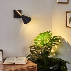 Hofstein Hybla Wandleuchte LED Schwarz, Gold, 1-flammig 20 Hofstein Hybla Wandleuchte LED Schwarz, Gold, 1-flammig -Wandleuchten Verkauf hybla wandleuchte h3412206 8