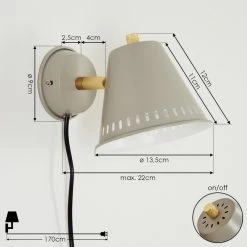 Hofstein Iasoa Wandleuchte Messing, Grau, 1-flammig 13 Hofstein Iasoa Wandleuchte Messing, Grau, 1-flammig -Wandleuchten Verkauf iasoa wandleuchte h3414972 3