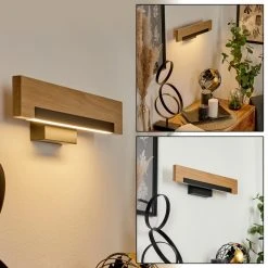 Hofstein Inzino Wandleuchte LED Schwarz, Naturfarben, 1-flammig