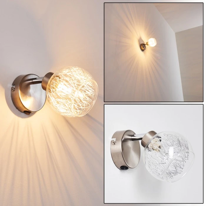 Hofstein Iskuras Wandleuchte Nickel-Matt, 1-flammig 1 Hofstein Iskuras Wandleuchte Nickel-Matt, 1-flammig