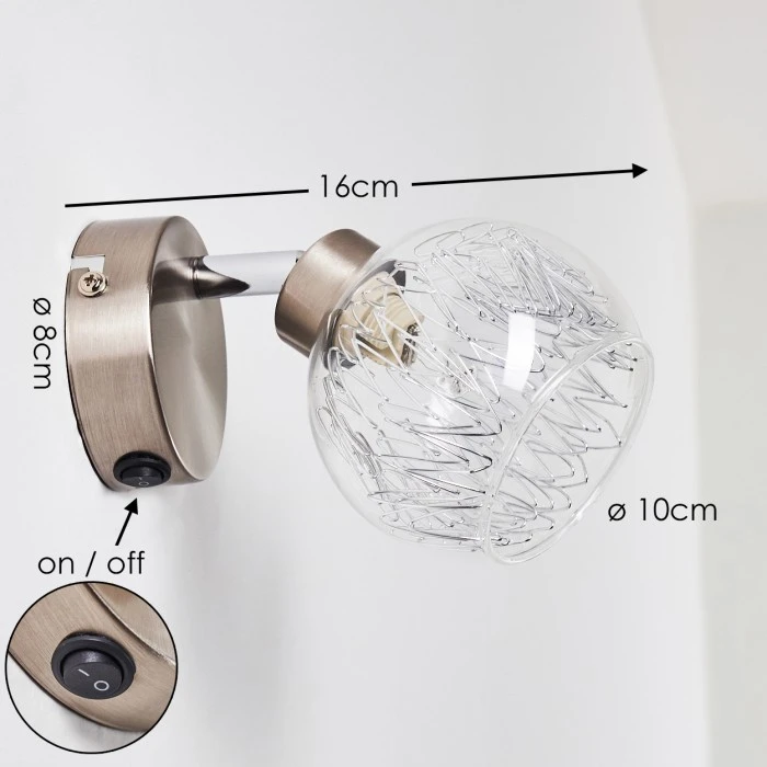 Hofstein Iskuras Wandleuchte Nickel-Matt, 1-flammig 2 Hofstein Iskuras Wandleuchte Nickel-Matt, 1-flammig - Image 2