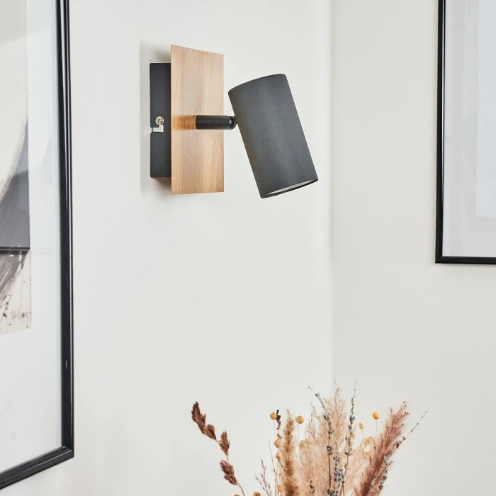 Hofstein Javel Wandleuchte Schwarz, Grau, Holzoptik, 1-flammig 2 Hofstein Javel Wandleuchte Schwarz, Grau, Holzoptik, 1-flammig - Image 2