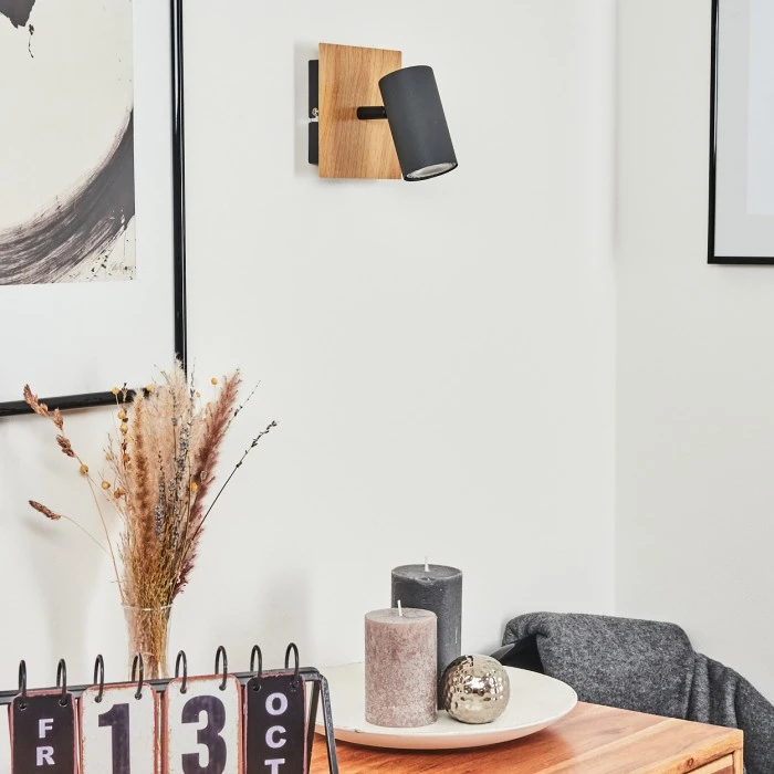 Hofstein Javel Wandleuchte Schwarz, Grau, Holzoptik, 1-flammig 12 Hofstein Javel Wandleuchte Schwarz, Grau, Holzoptik, 1-flammig - Image 12