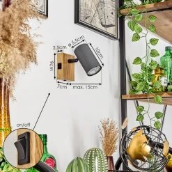 Hofstein Javel Wandleuchte Schwarz, Grau, Holzoptik, 1-flammig -Wandleuchten Verkauf javel wandleuchte h3563977 3