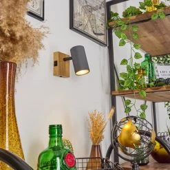 Hofstein Javel Wandleuchte Schwarz, Grau, Holzoptik, 1-flammig -Wandleuchten Verkauf javel wandleuchte h3563977 6