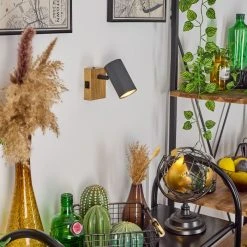 Hofstein Javel Wandleuchte Schwarz, Grau, Holzoptik, 1-flammig -Wandleuchten Verkauf javel wandleuchte h3563977 8