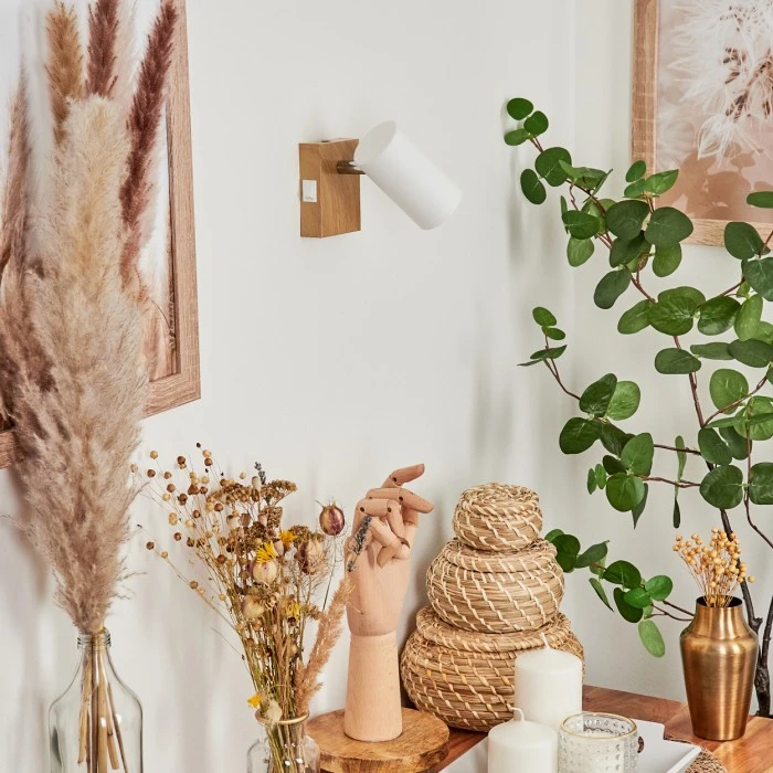 Hofstein Javel Wandleuchte Chrom, Holzoptik, Naturfarben, 1-flammig 2 Hofstein Javel Wandleuchte Chrom, Holzoptik, Naturfarben, 1-flammig - Image 2