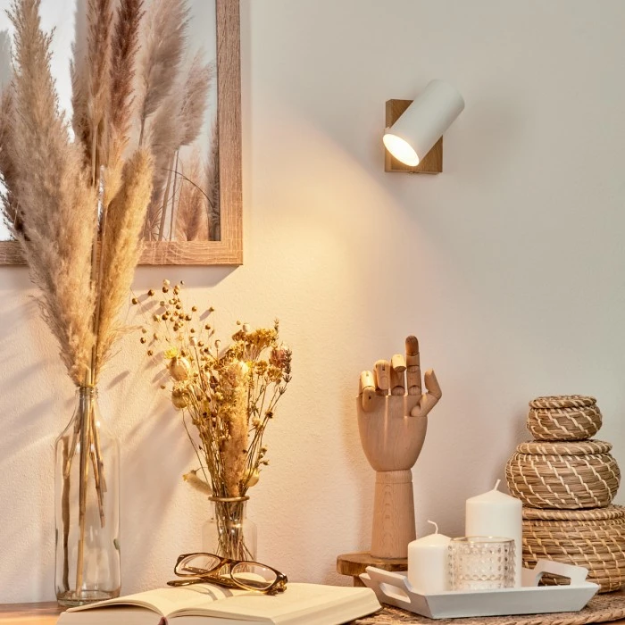 Hofstein Javel Wandleuchte Chrom, Holzoptik, Naturfarben, 1-flammig 7 Hofstein Javel Wandleuchte Chrom, Holzoptik, Naturfarben, 1-flammig - Image 7