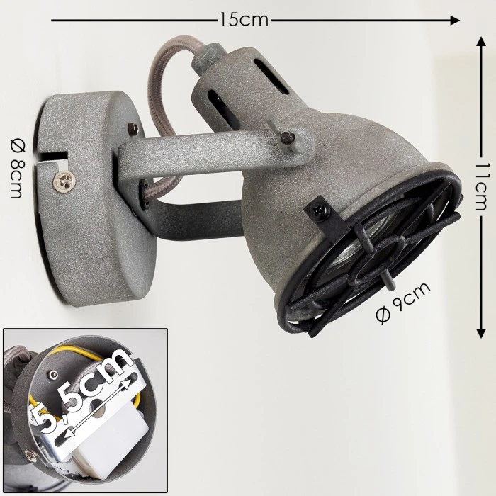 Hofstein Jonsered Wandleuchte LED Schwarz, Grau, Steinoptik, 1-flammig 2 Hofstein Jonsered Wandleuchte LED Schwarz, Grau, Steinoptik, 1-flammig - Image 2