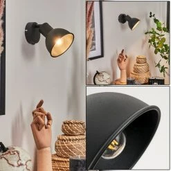 Hofstein Kansela Wandleuchte Schwarz, 1-flammig