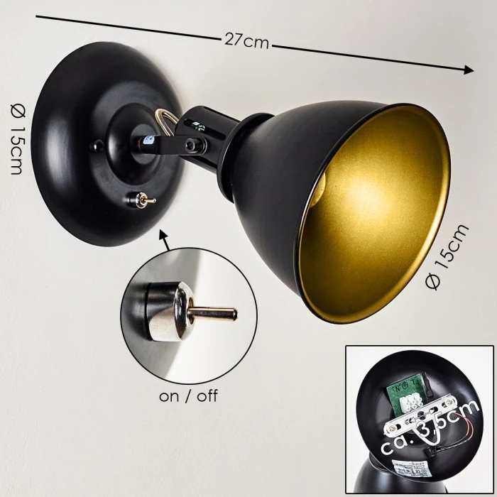 Hofstein Koppom Wandleuchte Schwarz, 1-flammig 2 Hofstein Koppom Wandleuchte Schwarz, 1-flammig - Image 2