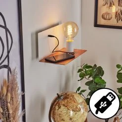 Hofstein Lafinur Wandleuchte Braun, Weiß, Holzoptik, 1-flammig