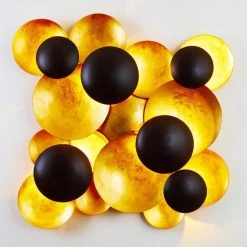 Holländer LED Wandleuchte gold-schwarz Schwarz, Gold, 9-flammig -Wandleuchten Verkauf led wandleuchte gold schwarz 300 k 13246 14