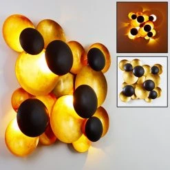 Holländer LED Wandleuchte gold-schwarz Schwarz, Gold, 9-flammig -Wandleuchten Verkauf led wandleuchte gold schwarz 300 k 13246 2