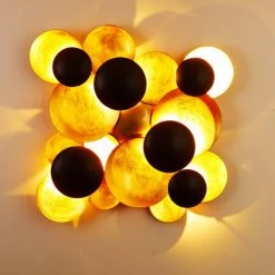 Holländer LED Wandleuchte gold-schwarz Schwarz, Gold, 9-flammig -Wandleuchten Verkauf led wandleuchte gold schwarz 300 k 13246 4