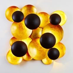 Holländer LED Wandleuchte gold-schwarz Schwarz, Gold, 9-flammig -Wandleuchten Verkauf led wandleuchte gold schwarz 300 k 13246 8