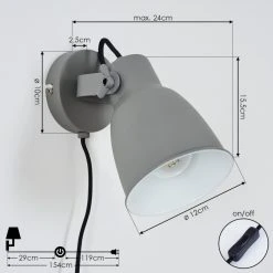 Hofstein Leiwoma Wandleuchte Schwarz, Grau, 1-flammig -Wandleuchten Verkauf leiwoma wandleuchte h3420614 3