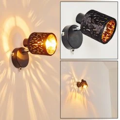 Hofstein Liared Wandleuchte Chrom, Schwarz, 1-flammig