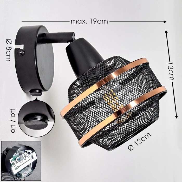 Hofstein Limassol Wandleuchte Schwarz, 1-flammig 2 Hofstein Limassol Wandleuchte Schwarz, 1-flammig - Image 2