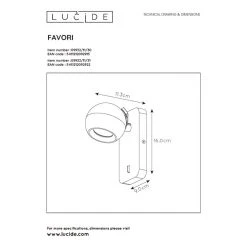 Lucide FAVORI Wandleuchte Schwarz, 1-flammig -Wandleuchten Verkauf lucide favori wandleuchte 09932 11 30 4