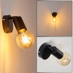 Hofstein Maidford Wandleuchte Schwarz, 1-flammig