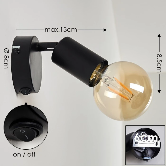 Hofstein Maidford Wandleuchte Schwarz, 1-flammig 2 Hofstein Maidford Wandleuchte Schwarz, 1-flammig - Image 2